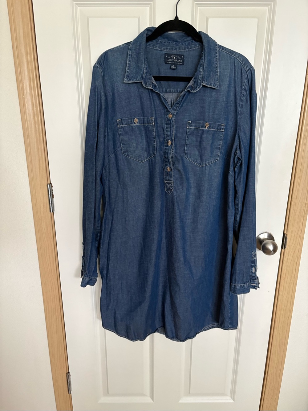 Lucky Brand Indigo Chambray Tunic Shirt Dress
